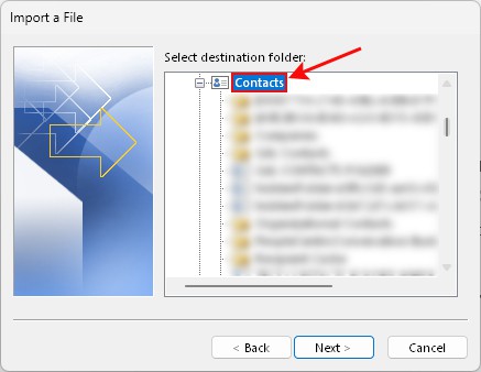Select-Contacts-folder-Outlook-desktop