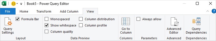 View Tab in Power Query
