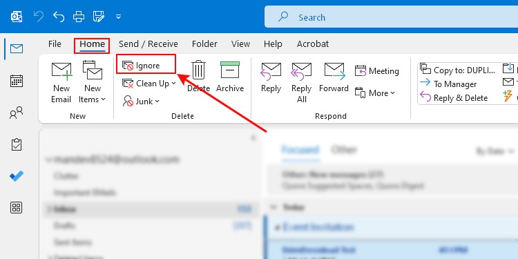 Click-Ignore Outlook Desktop